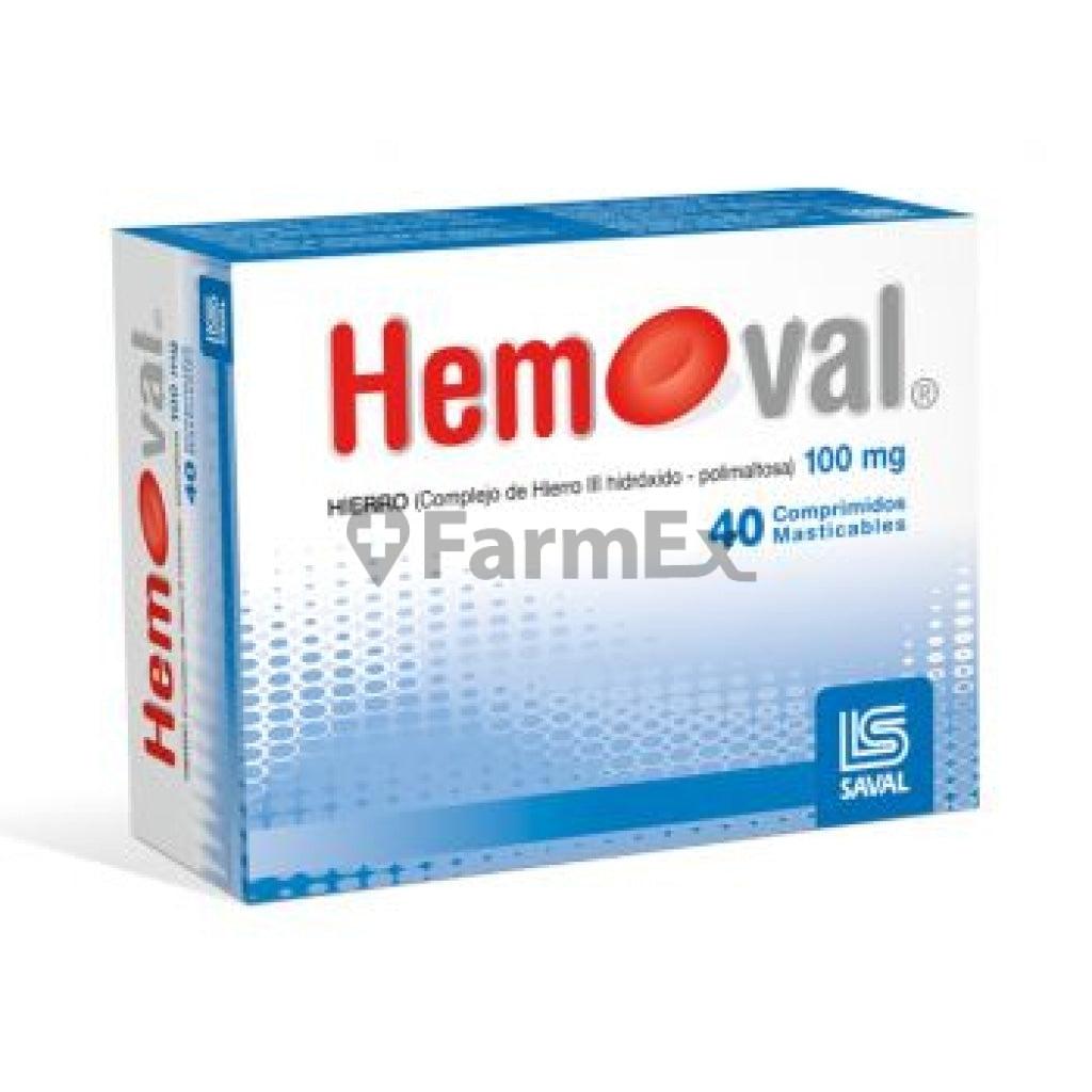 Hemoval 100 mg. x 40 Comprimidos Masticables LAB. SAVAL